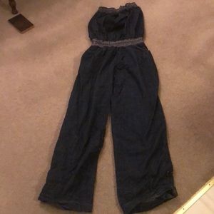 Body Central Denim sleeveless jumpsuit